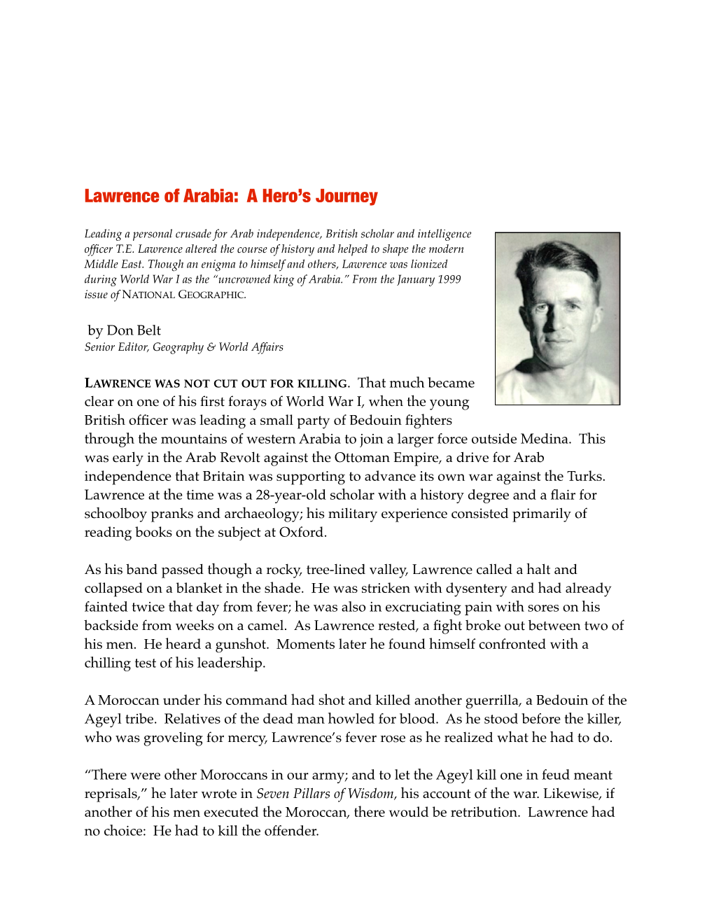 Lawrence of Arabia: a Hero's Journey