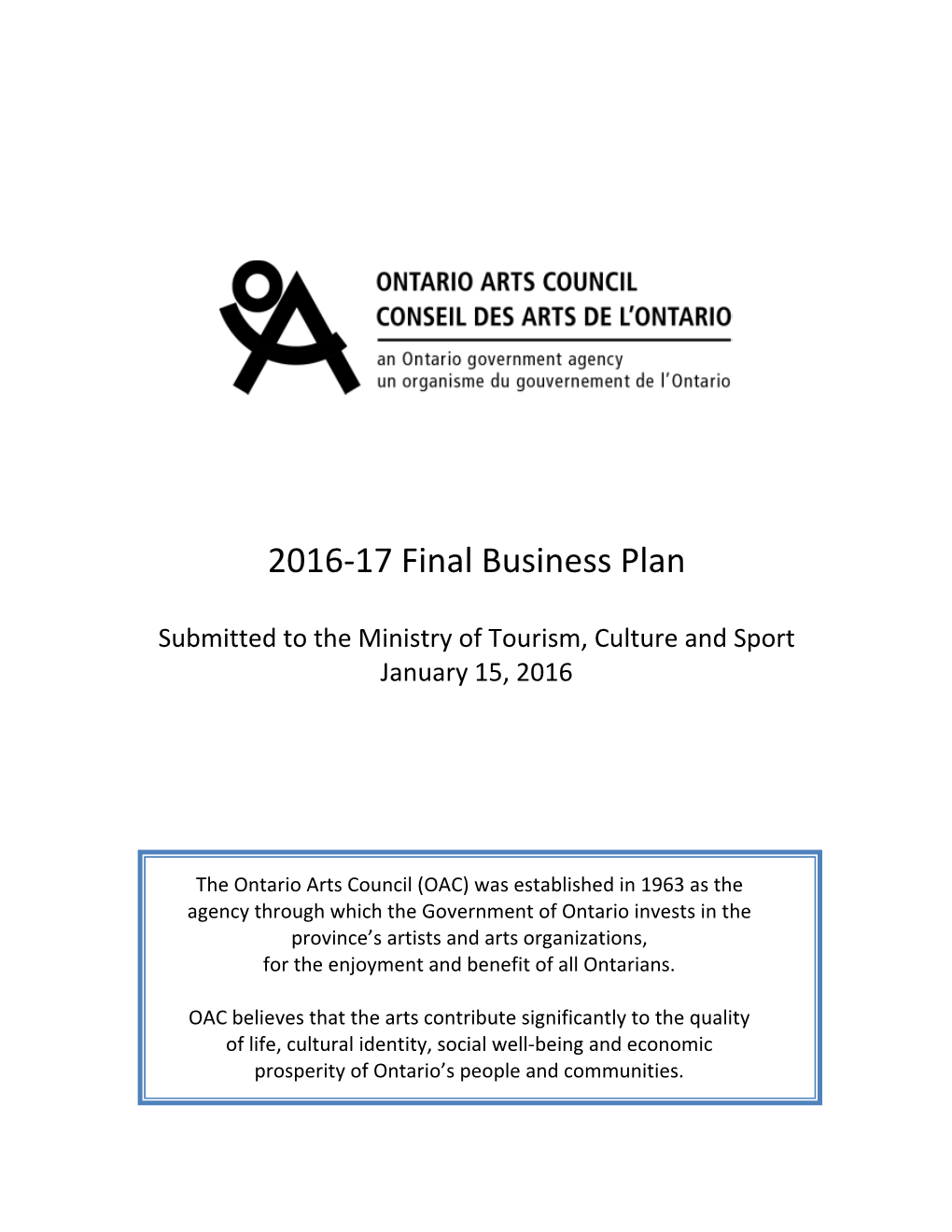 2016-17 Final Business Plan