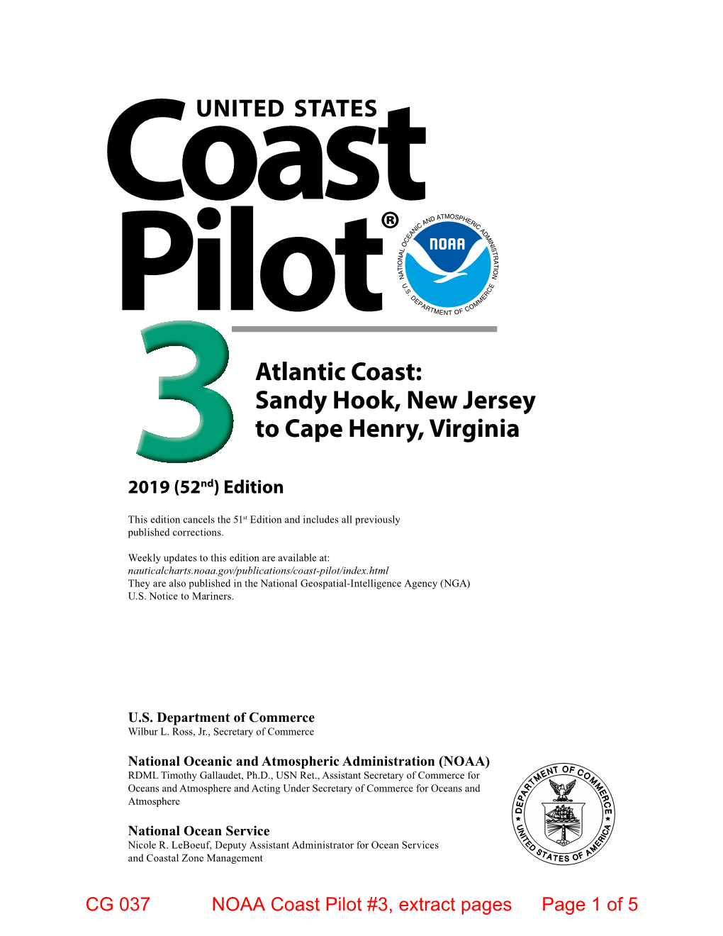 Atlantic Coast: Sandy Hook, New Jersey to Cape Henry, Virginia