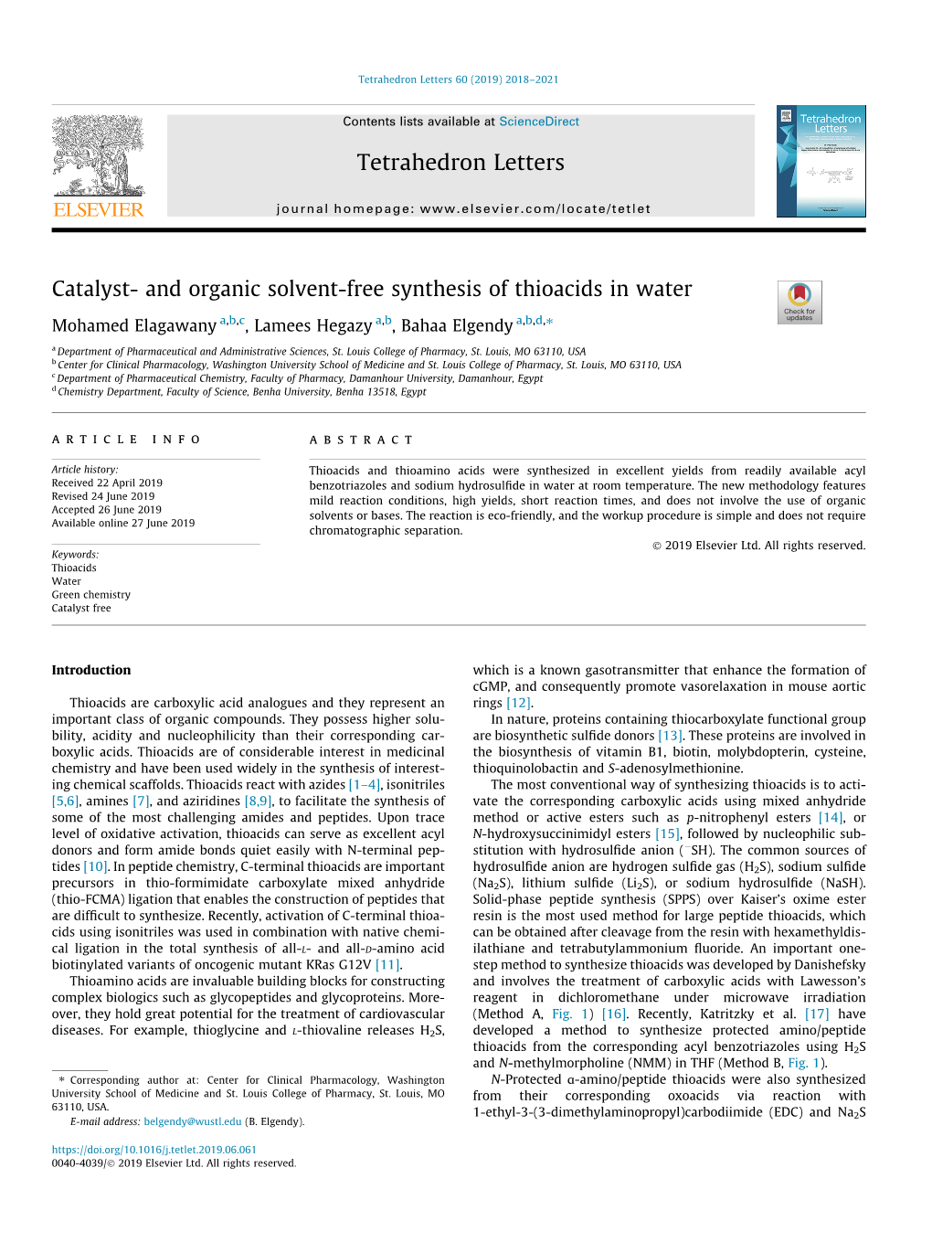 Catalyst- and Organic Solvent-Free Synthesis of Thioacids in Water