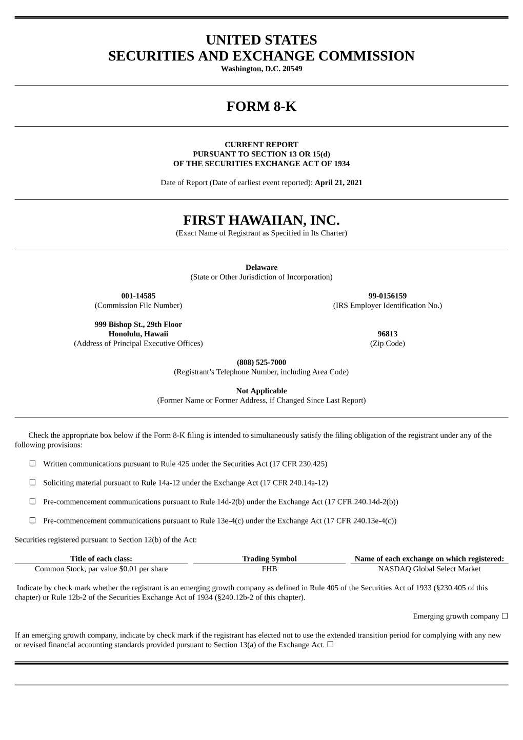 United States Securities and Exchange Commission Form