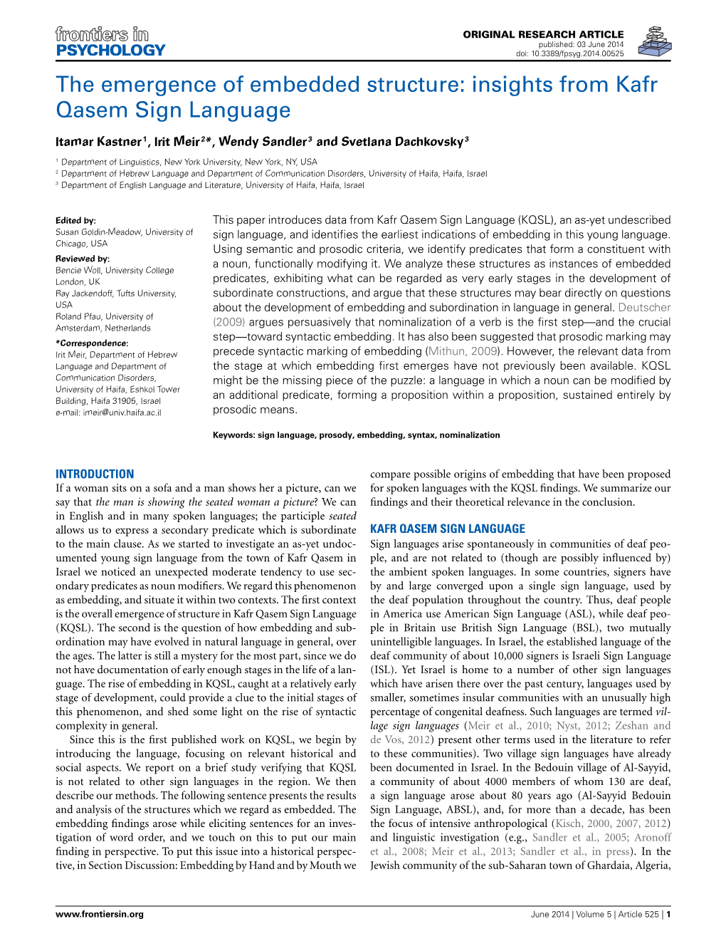 The Emergence of Embedded Structure: Insights from Kafr Qasem Sign Language