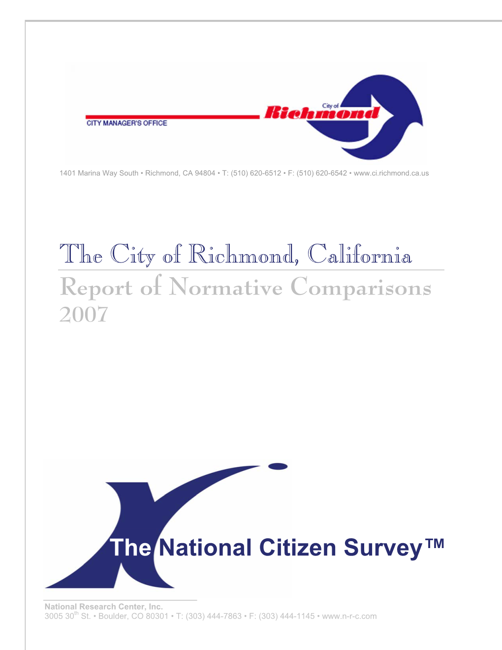 The City of Richmond, California Report of Normative Comparisons 2007