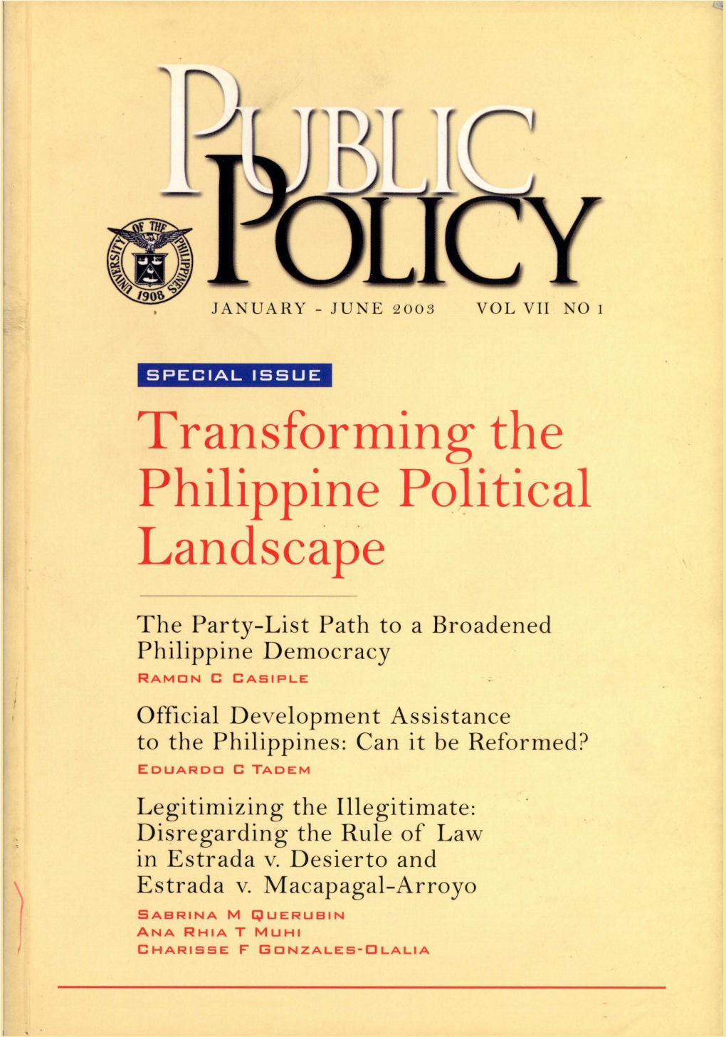 Transforming the Philippine Political Landscape