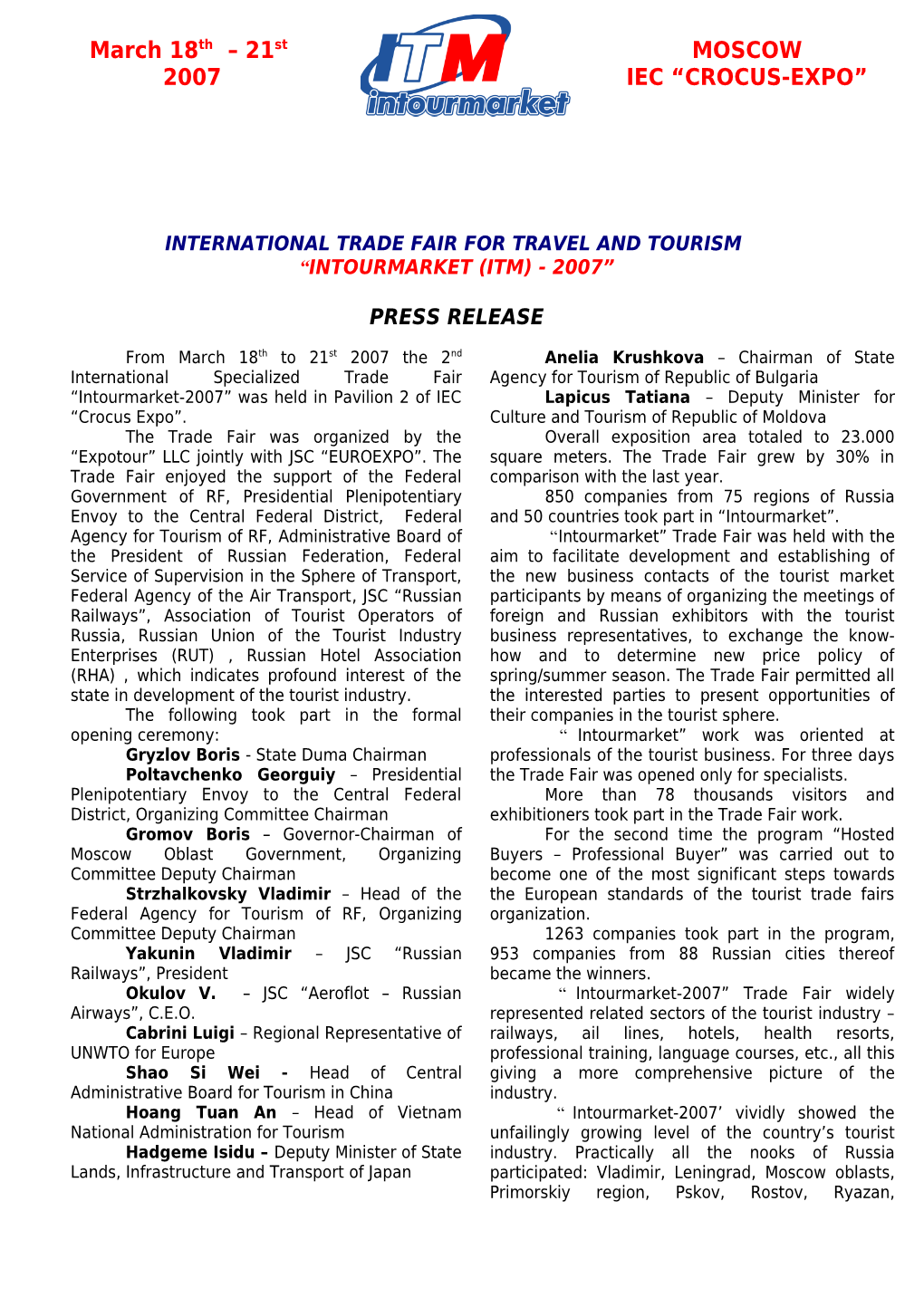 International Trade Fair for Travel and Tourism