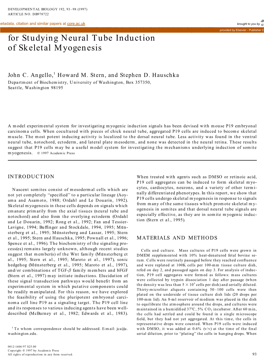 A Model System for Studying Neural Tube Induction of Skeletal