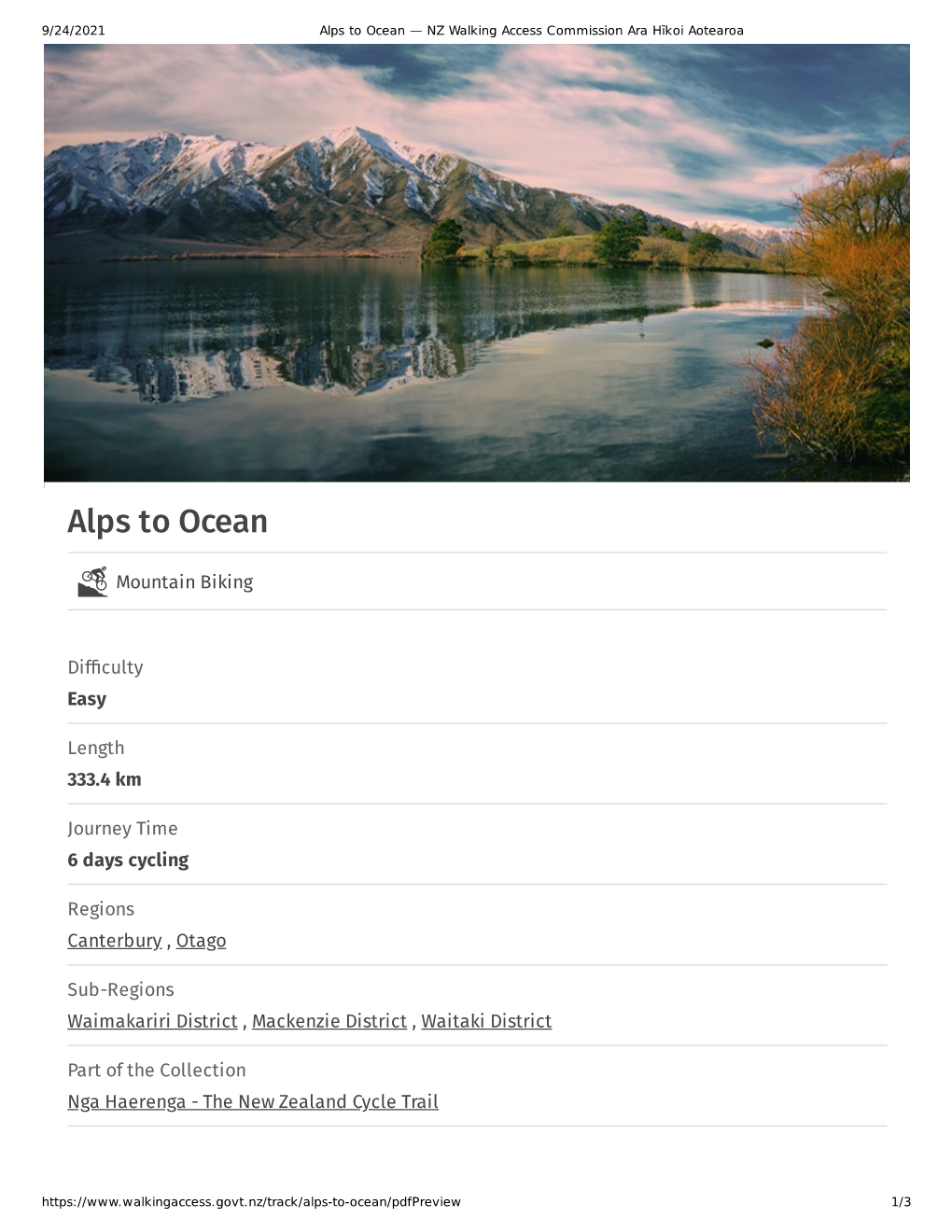 Alps to Ocean — NZ Walking Access Commission Ara Hīkoi Aotearoa