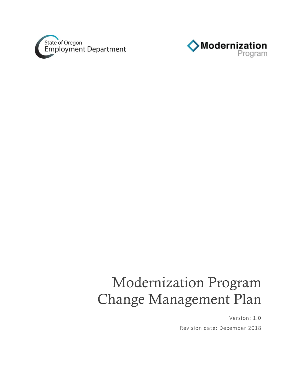 Modernization Program Change Management Plan