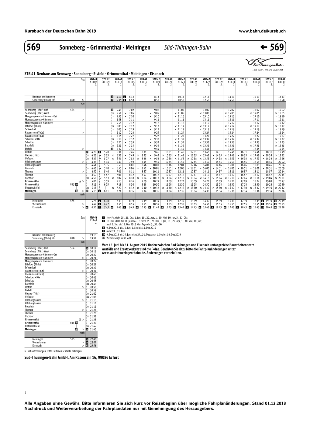 Sonneberg - Grimmenthal - Meiningen Süd-Thüringen-Bahn ᵻ 569