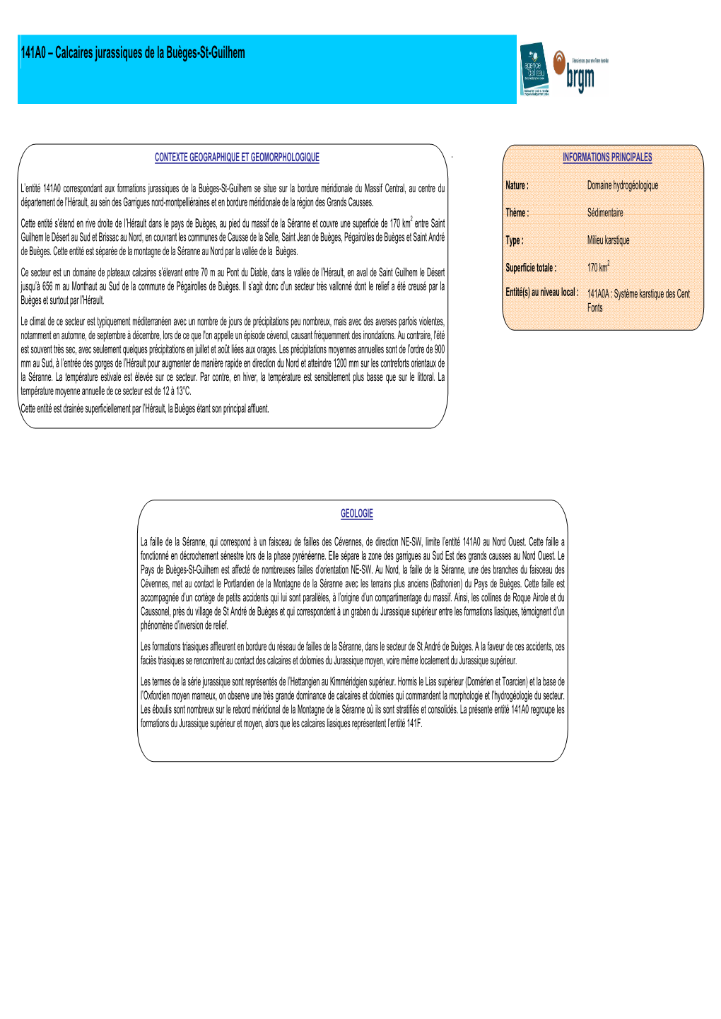 141A0 – Calcaires Jurassiques De La Buèges-St-Guilhem