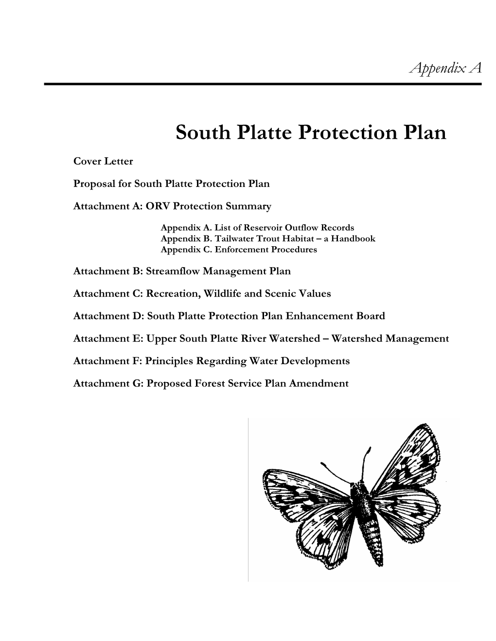 South Platte Protection Plan Cover Letter Proposal for South Platte Protection Plan Attachment A: ORV Protection Summary