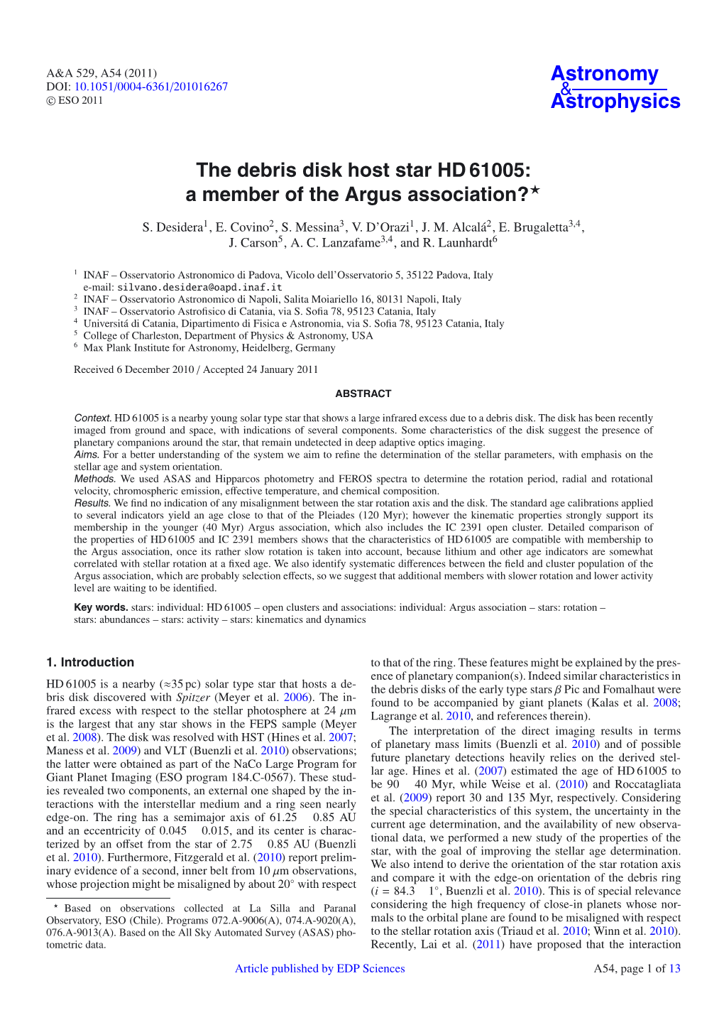 The Debris Disk Host Star HD 61005: a Member of the Argus Association?