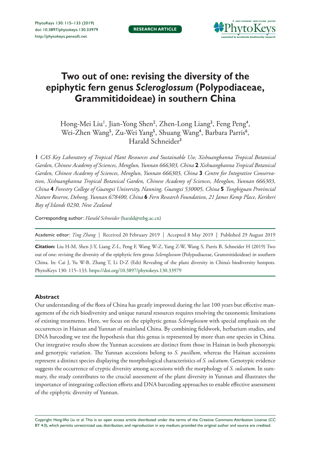 Revising the Diversity of the Epiphytic Fern Genus Scleroglossum