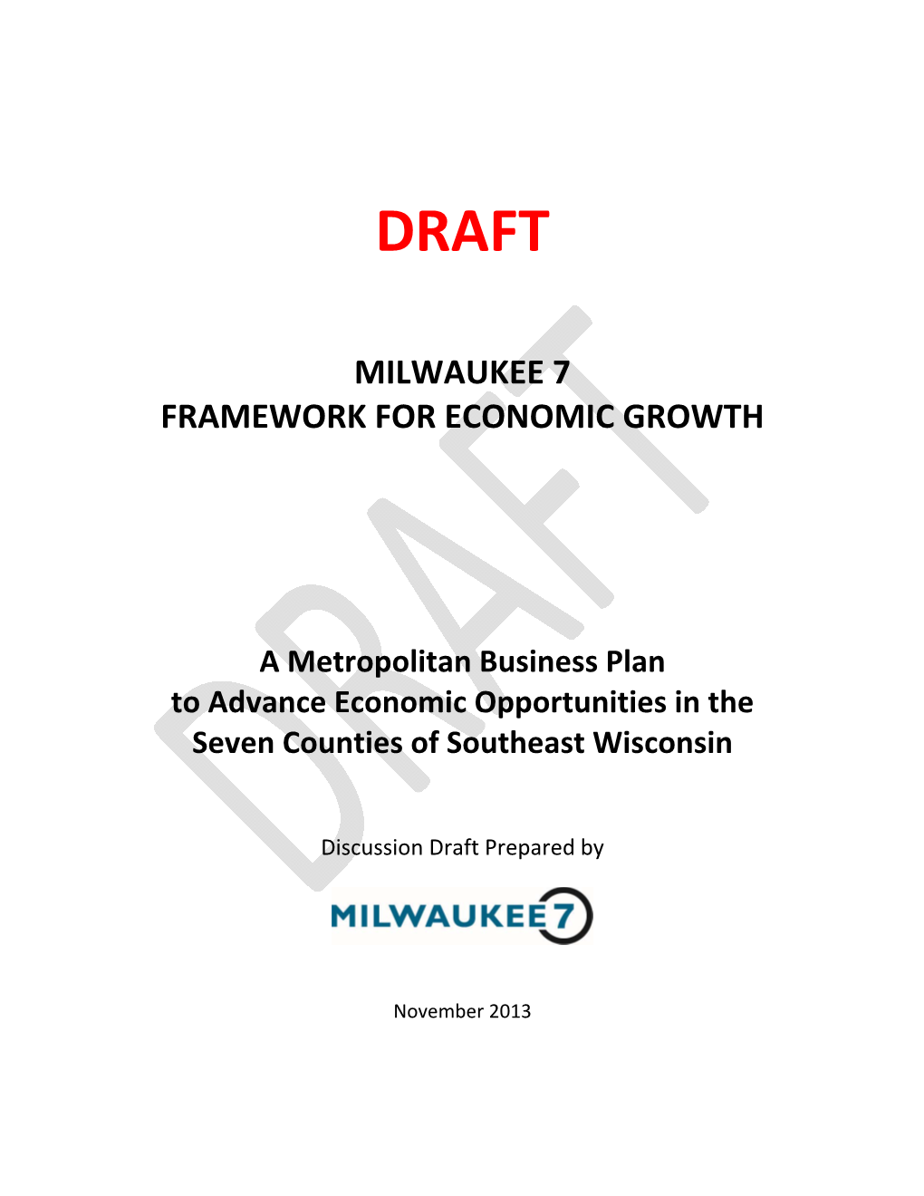 Milwaukee 7 Framework for Economic Growth