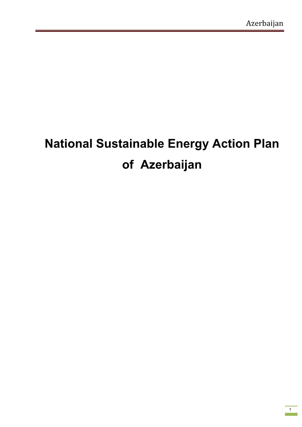 National Sustainable Energy Action Plan of Azerbaijan