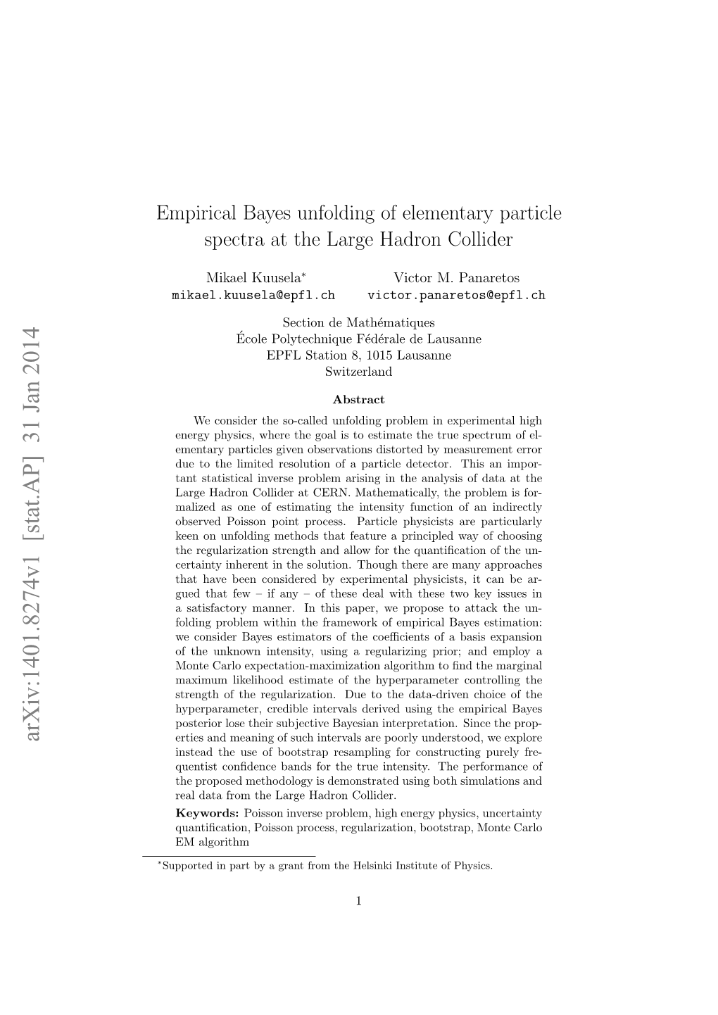 Empirical Bayes Unfolding of Elementary Particle Spectra at the Large Hadron Collider