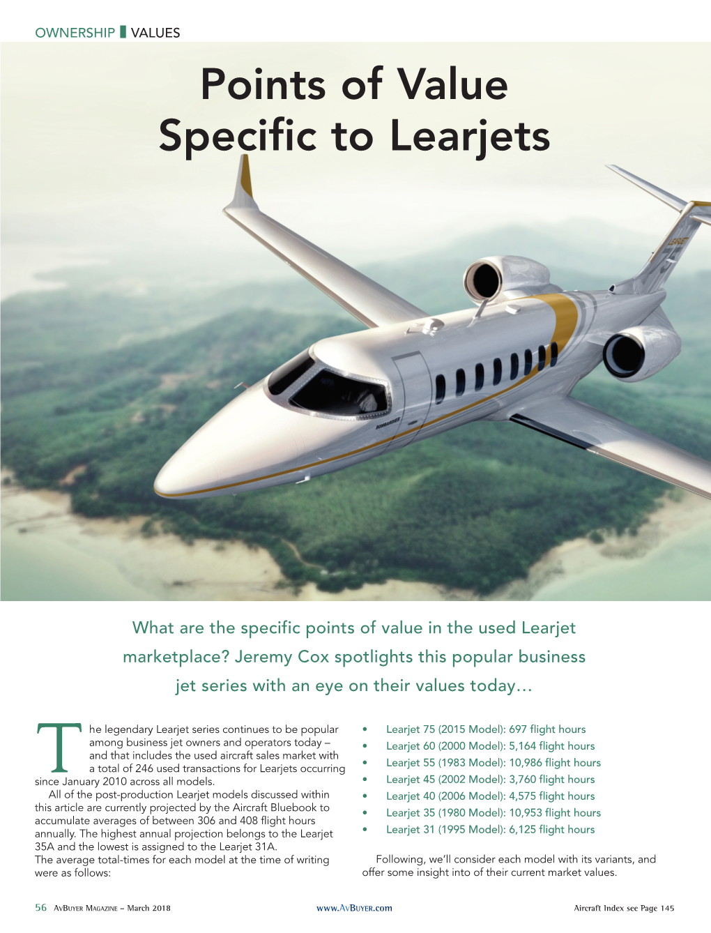 Points of Value Specific to Learjets