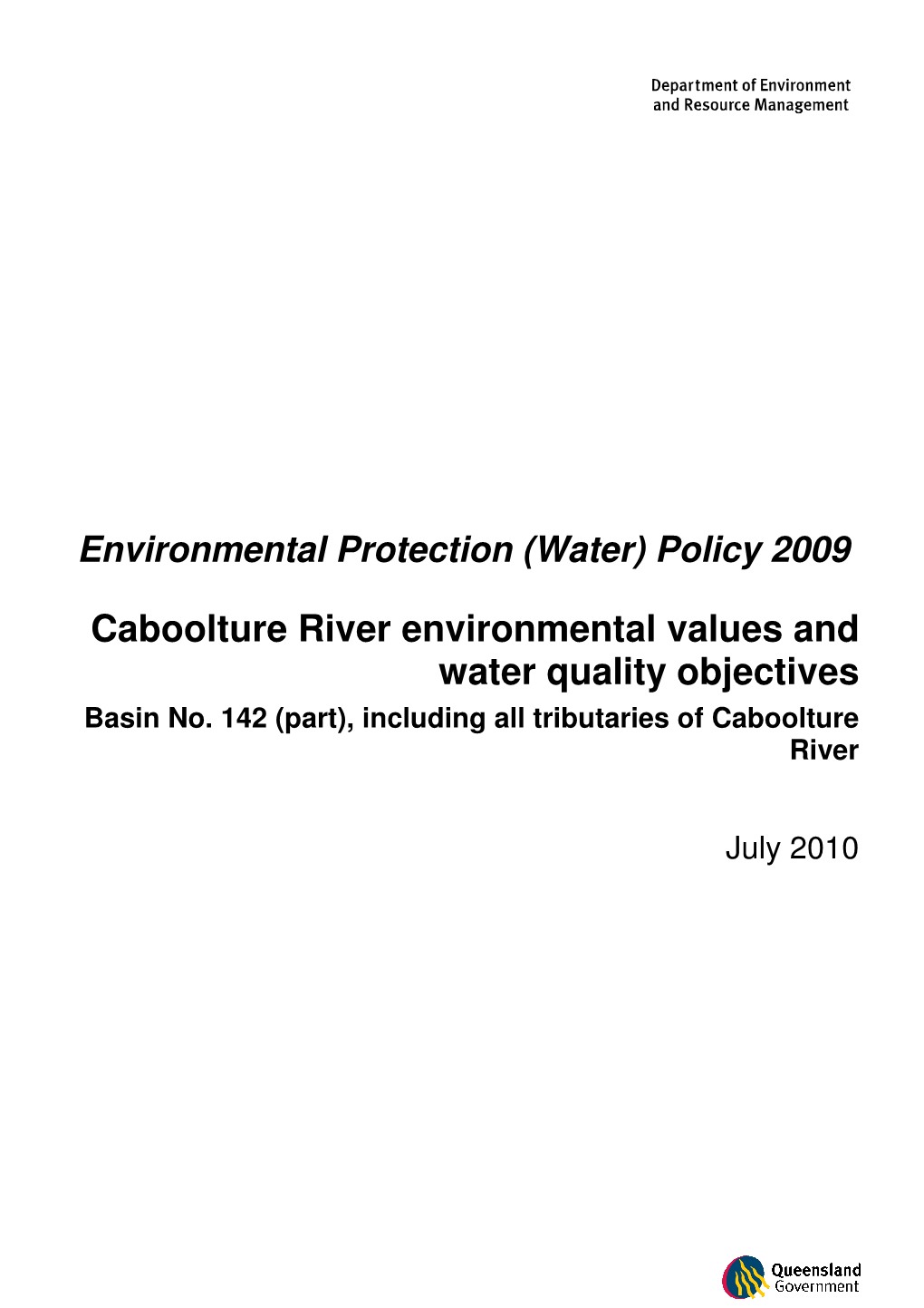 Caboolture River Environmental Values and Water Quality Objectives Basin No