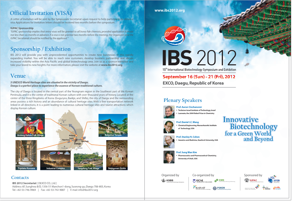 Official Invitation (VISA) Sponsorship / Exhibition Venue