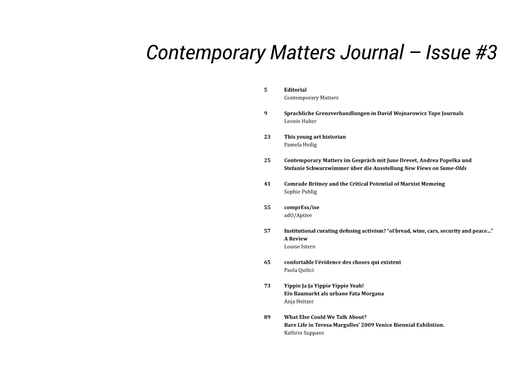 Contemporary Matters Journal – Issue #3