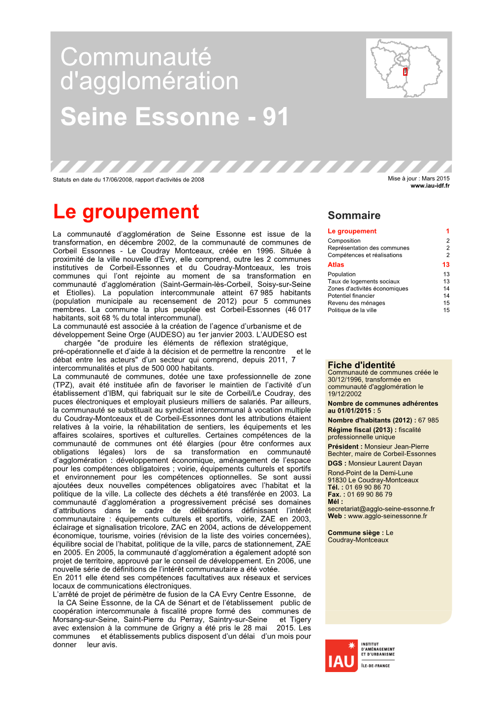 Communauté D'agglomération Seine Essonne - 91