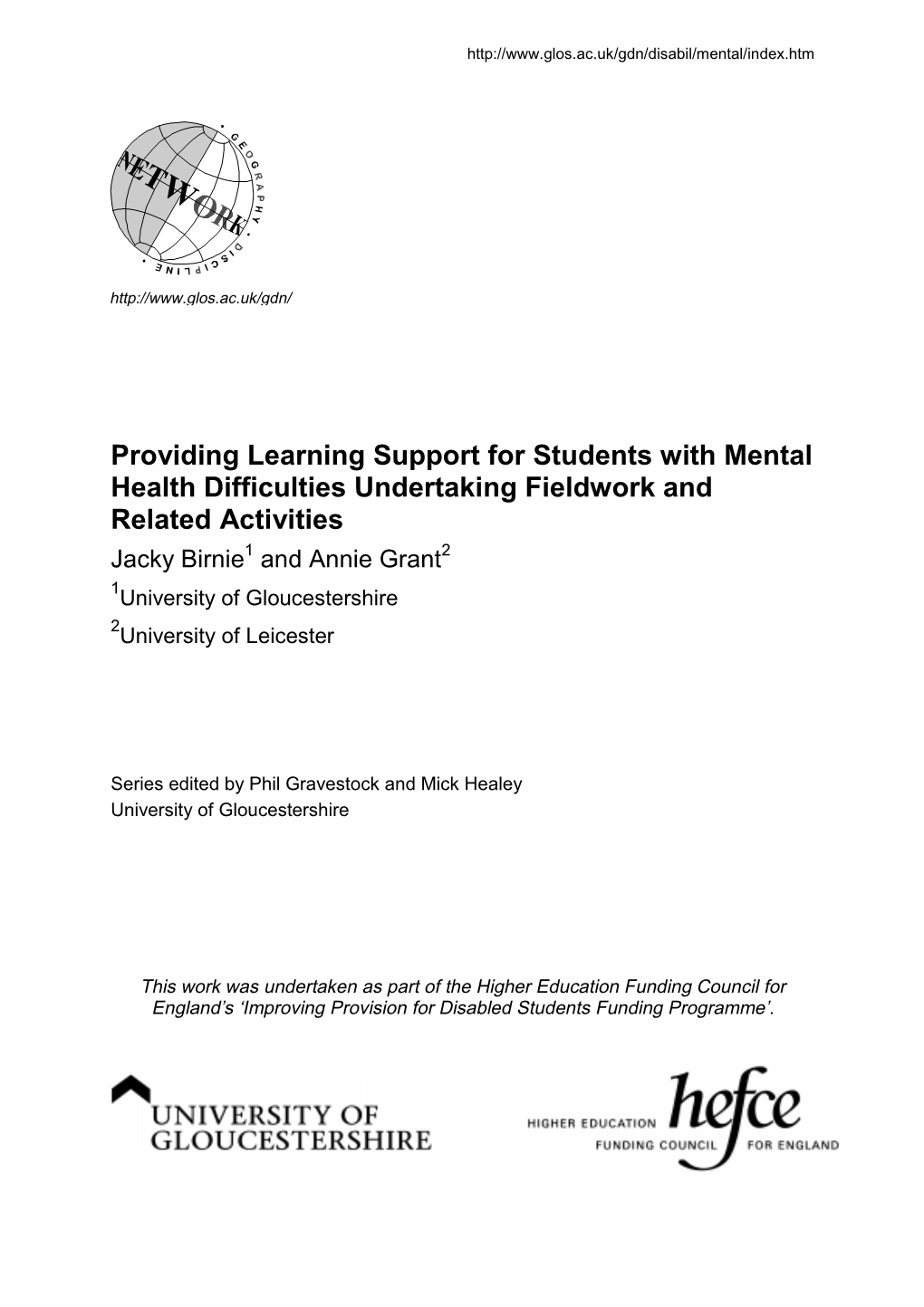 Providing Learning Support for Students with Mental Health Difficulties Undertaking Fieldwork and Related Activities