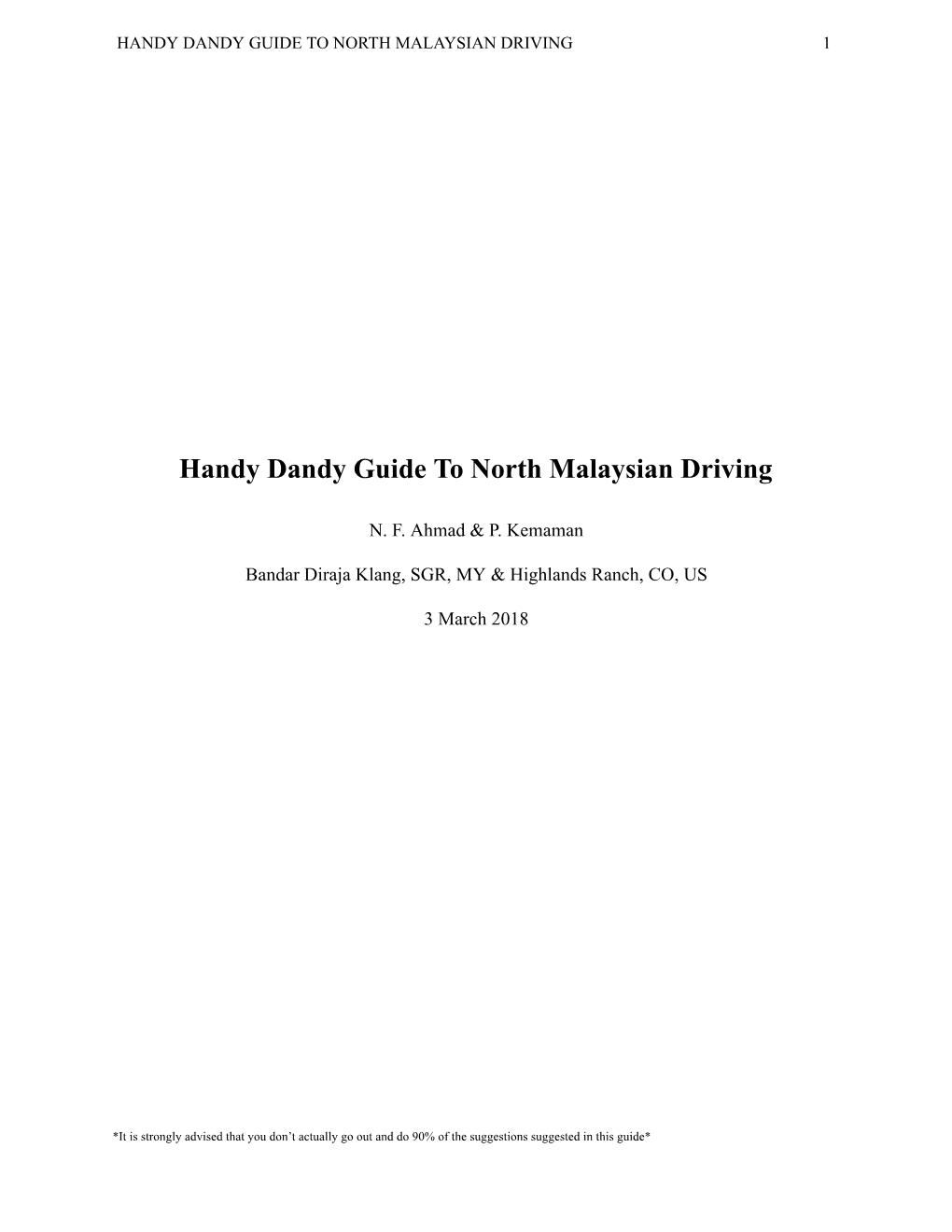 Handy Dandy Guide to North Malaysian Driving 1
