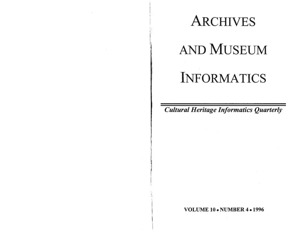 Archives and Museum Informatics Newsletter, Vol. 10, No. 4