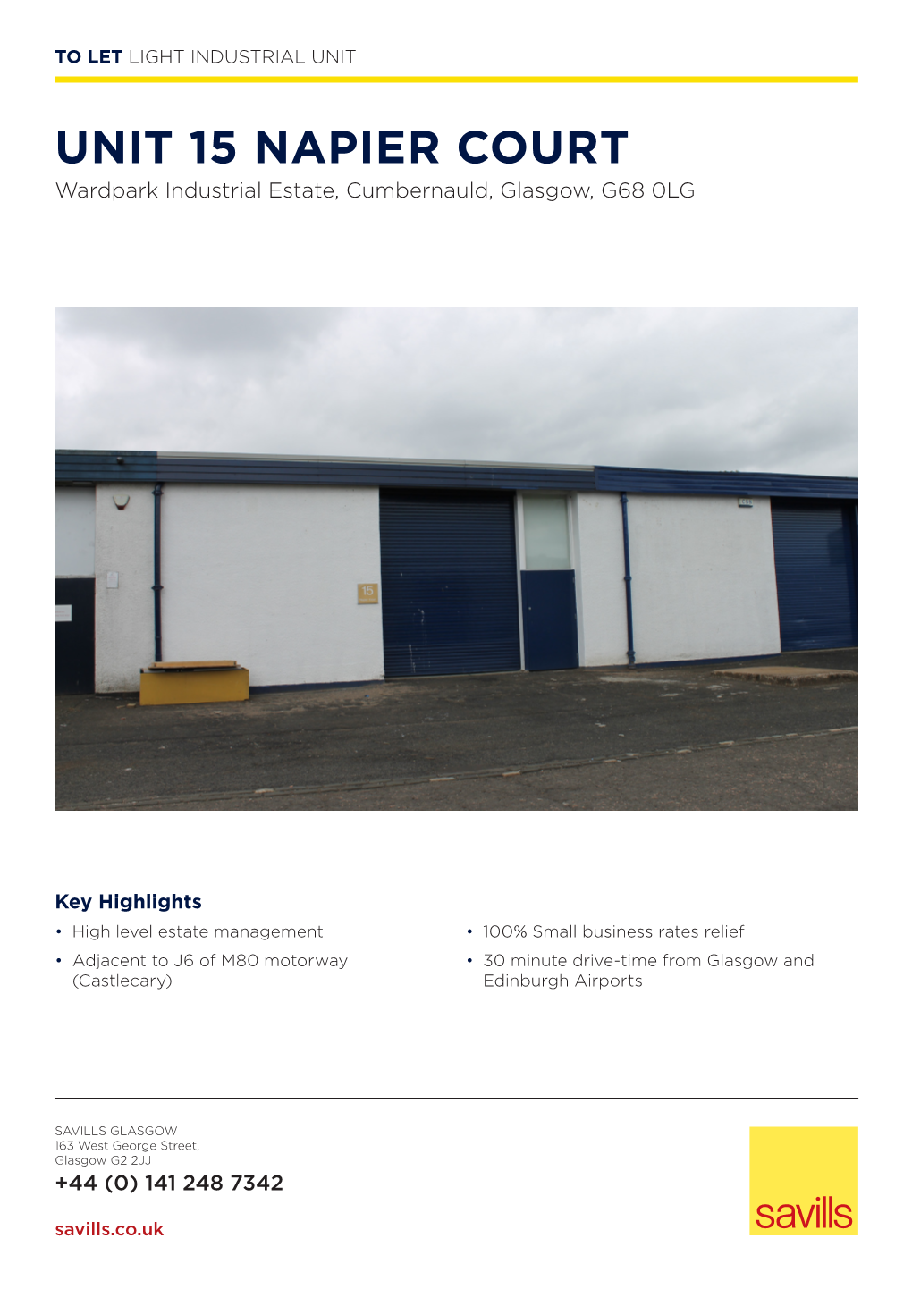 UNIT 15 NAPIER COURT Wardpark Industrial Estate, Cumbernauld, Glasgow, G68 0LG