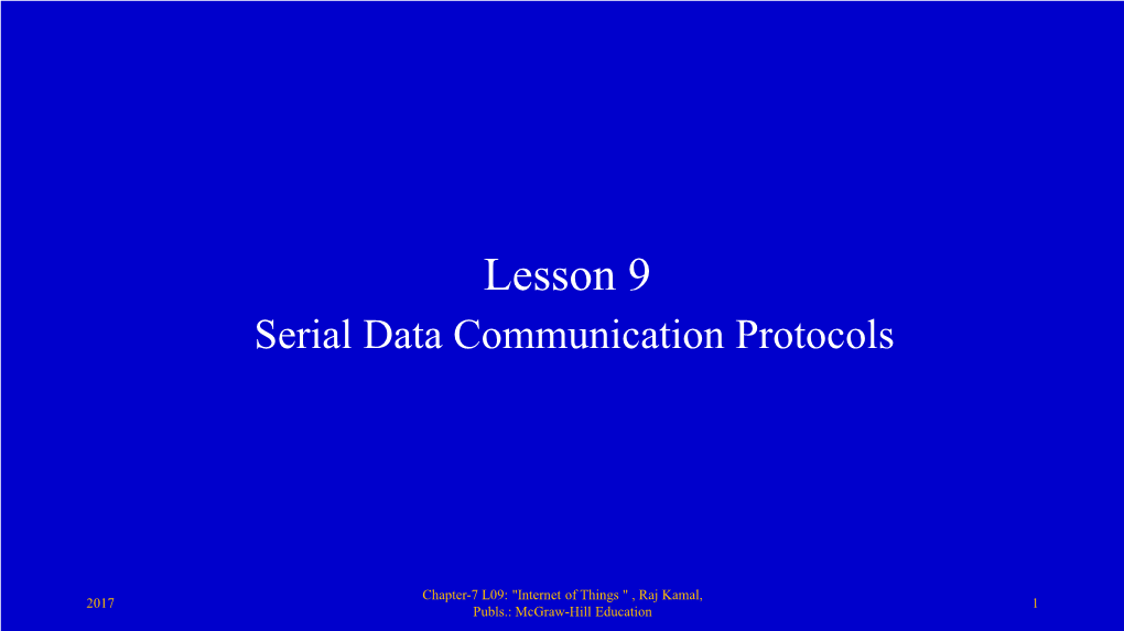 Lesson 9: Serial Data Communication Protocols