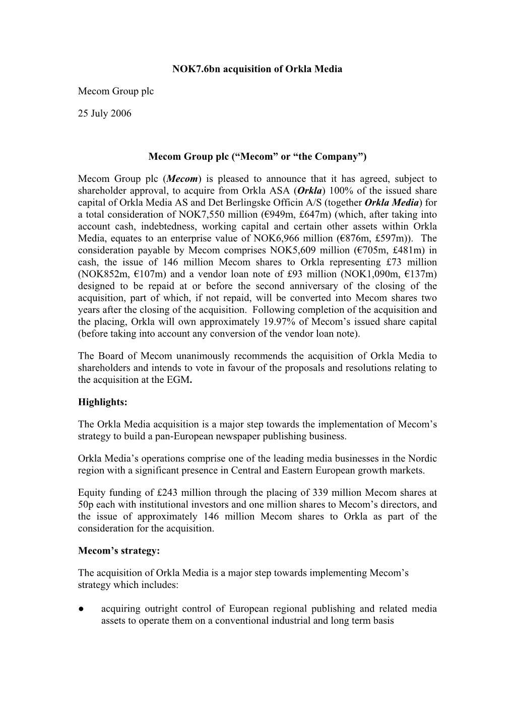 Mecom Group Plc