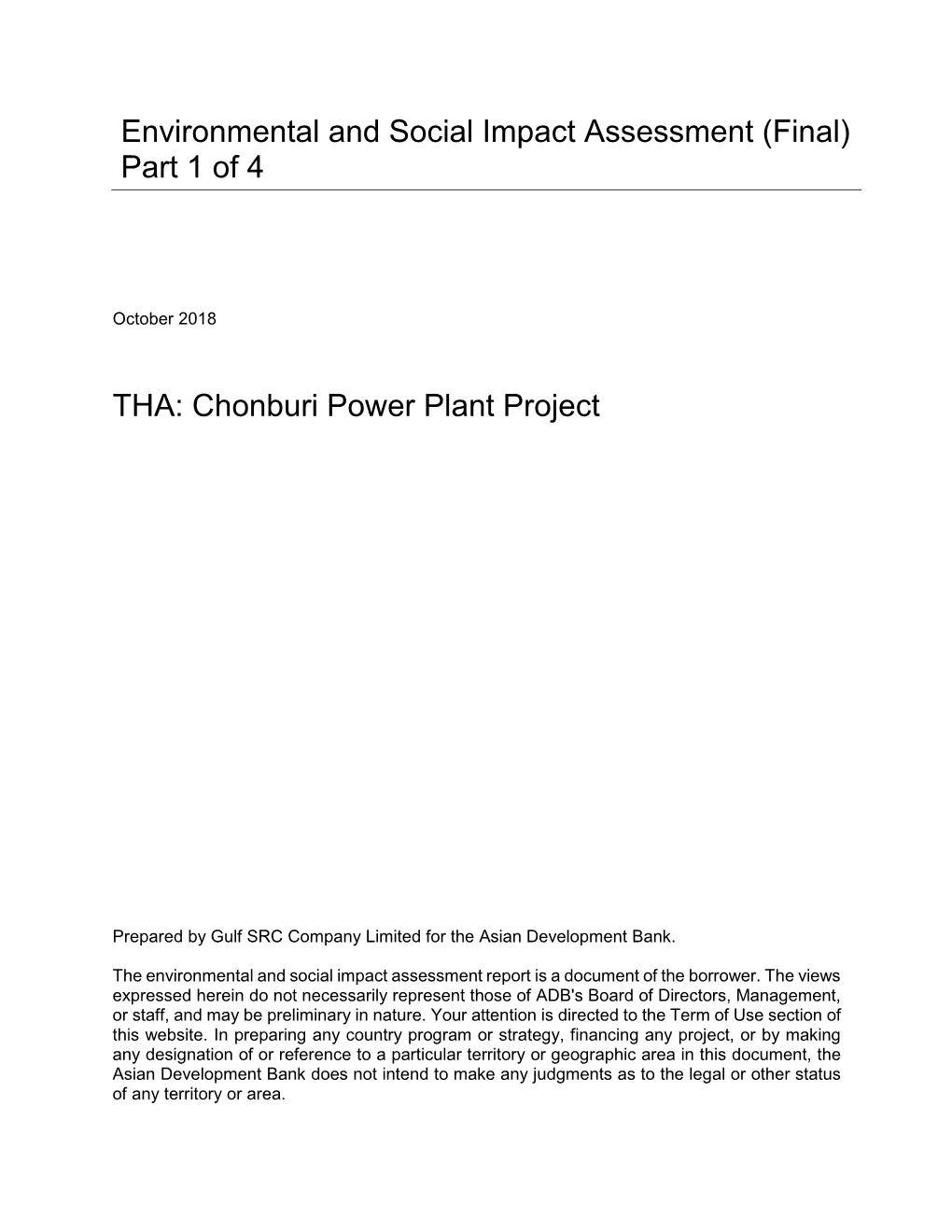 Environmental and Social Impact Assessment (Final) Part 1 of 4