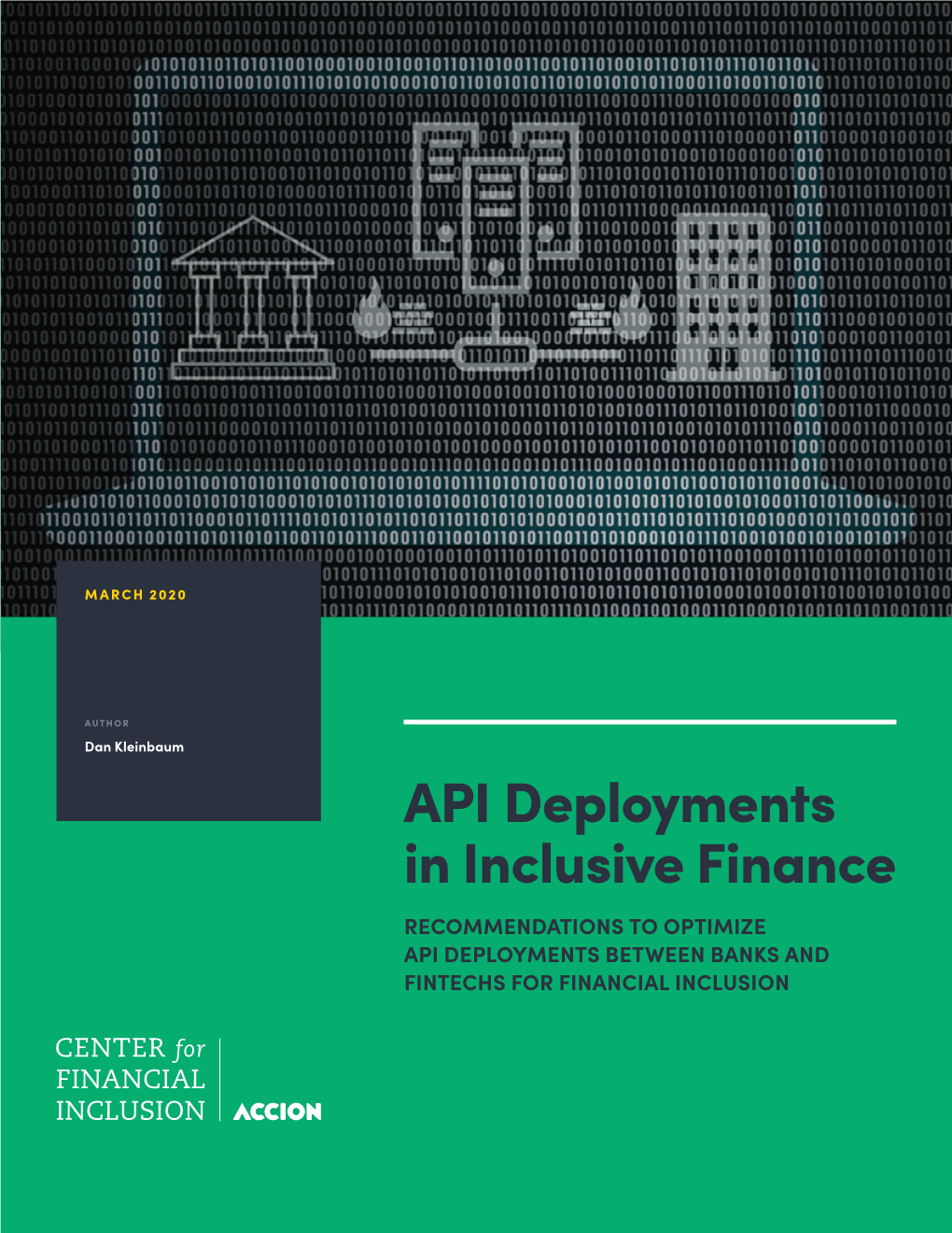 API Deployments in Inclusive Finance