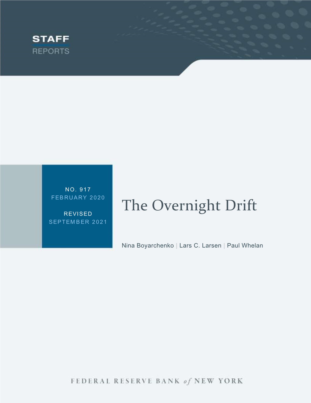 The Overnight Drift REVISED SEPTEMBER 2021