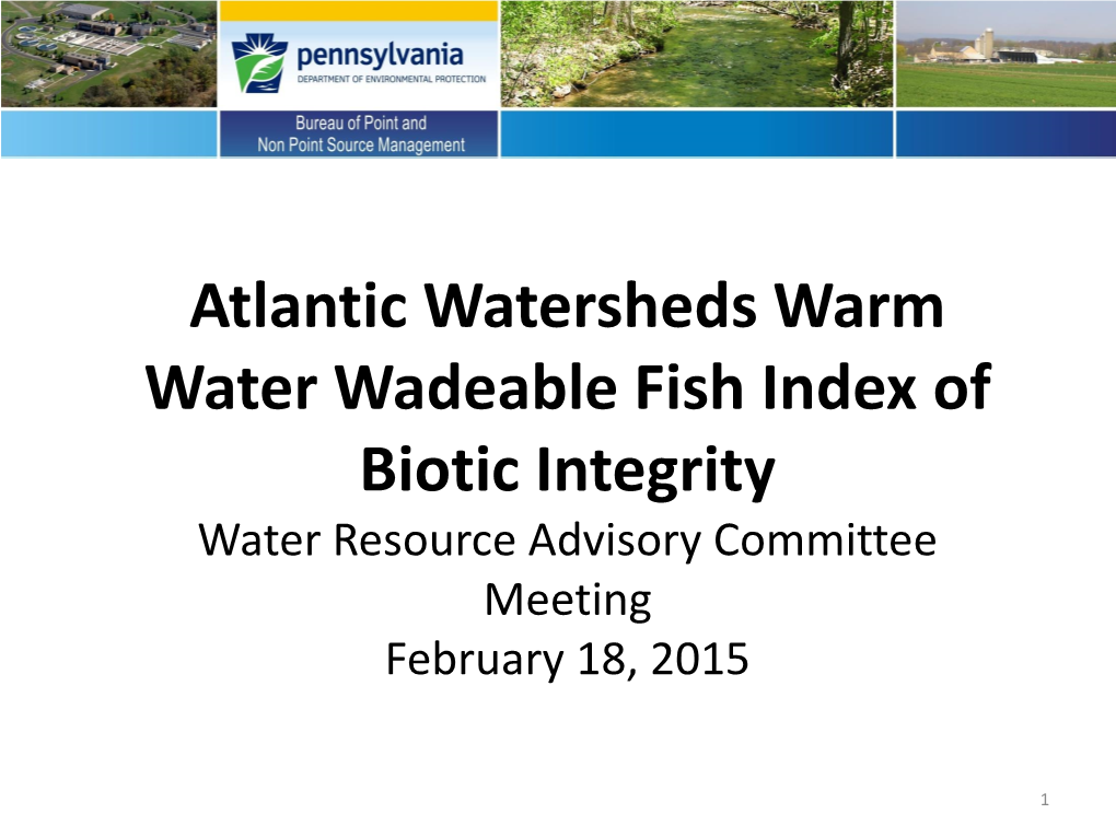 Developing the Atlantic Watershed Fish Index of Biotic Integrity (IBI)