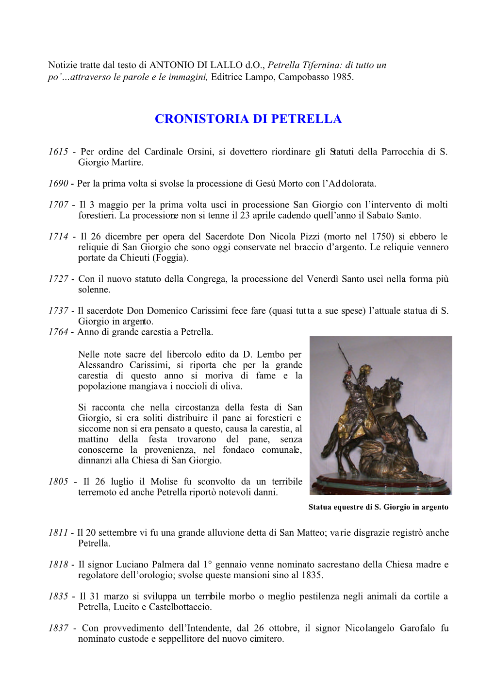 Cronistoria Di Petrella