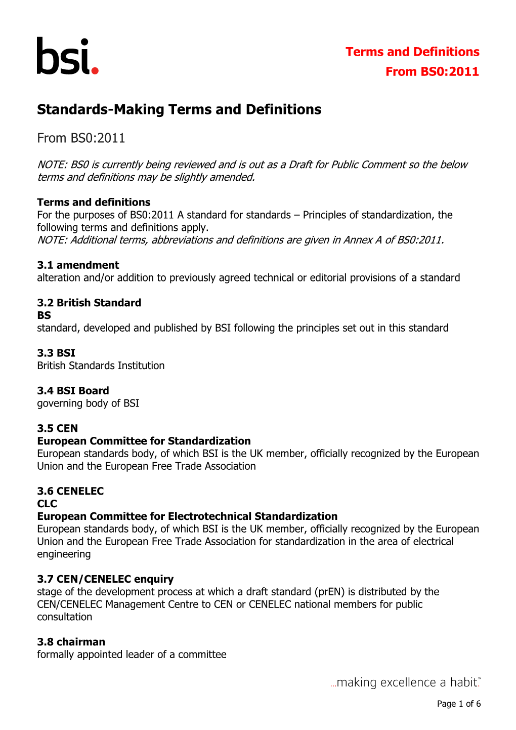 Standards-Making Terms and Definitions