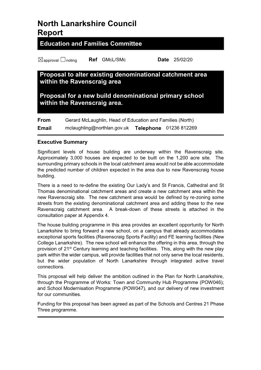 Proposals to Alter the Existing Denominational Catchment Area