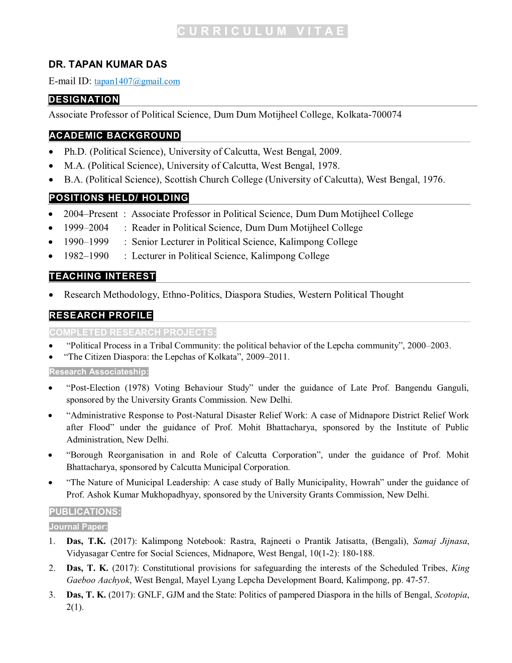 Tapan Kumar Das Cv