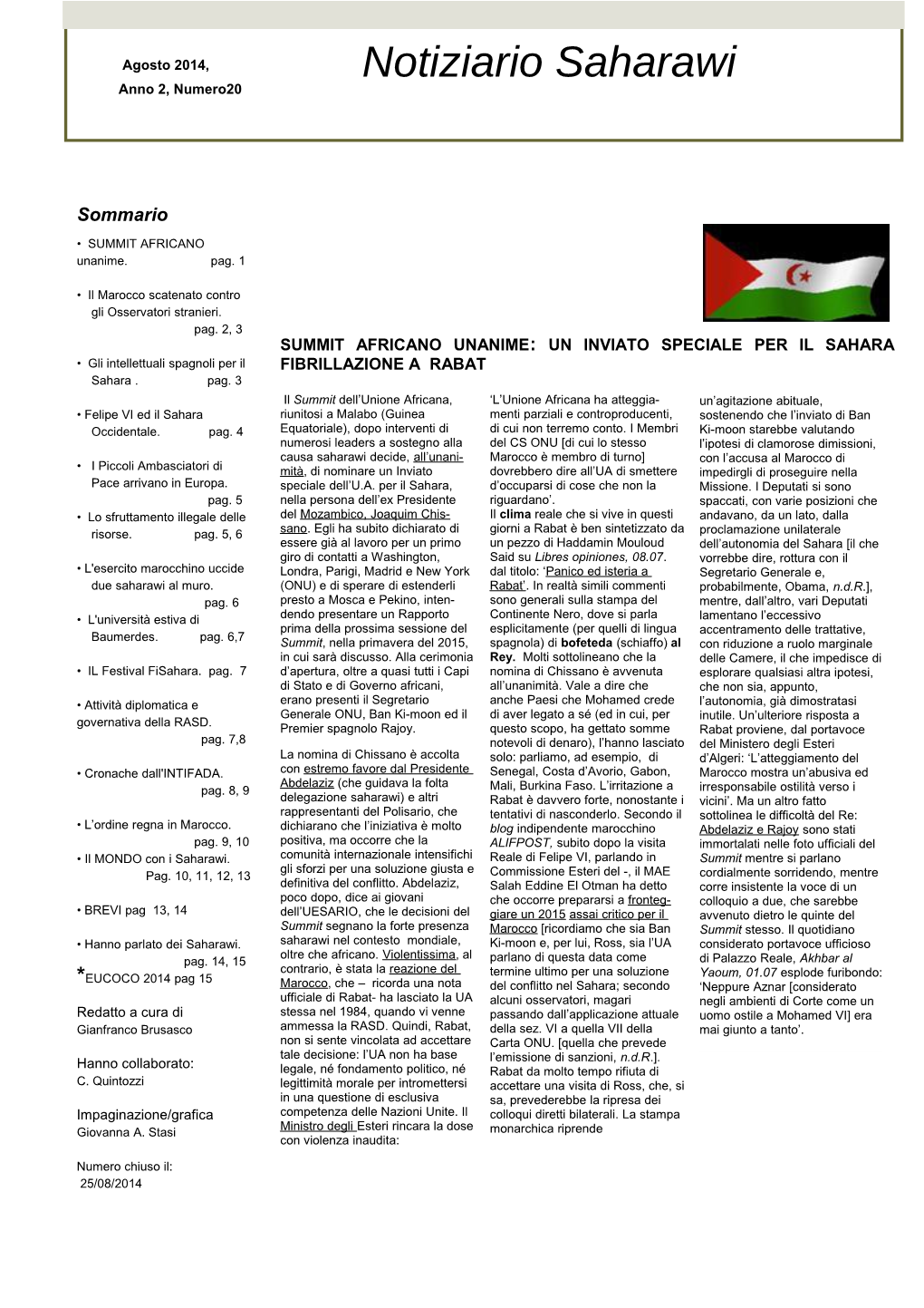 Notiziario Saharawi Saharawi Anno 2, Numero20