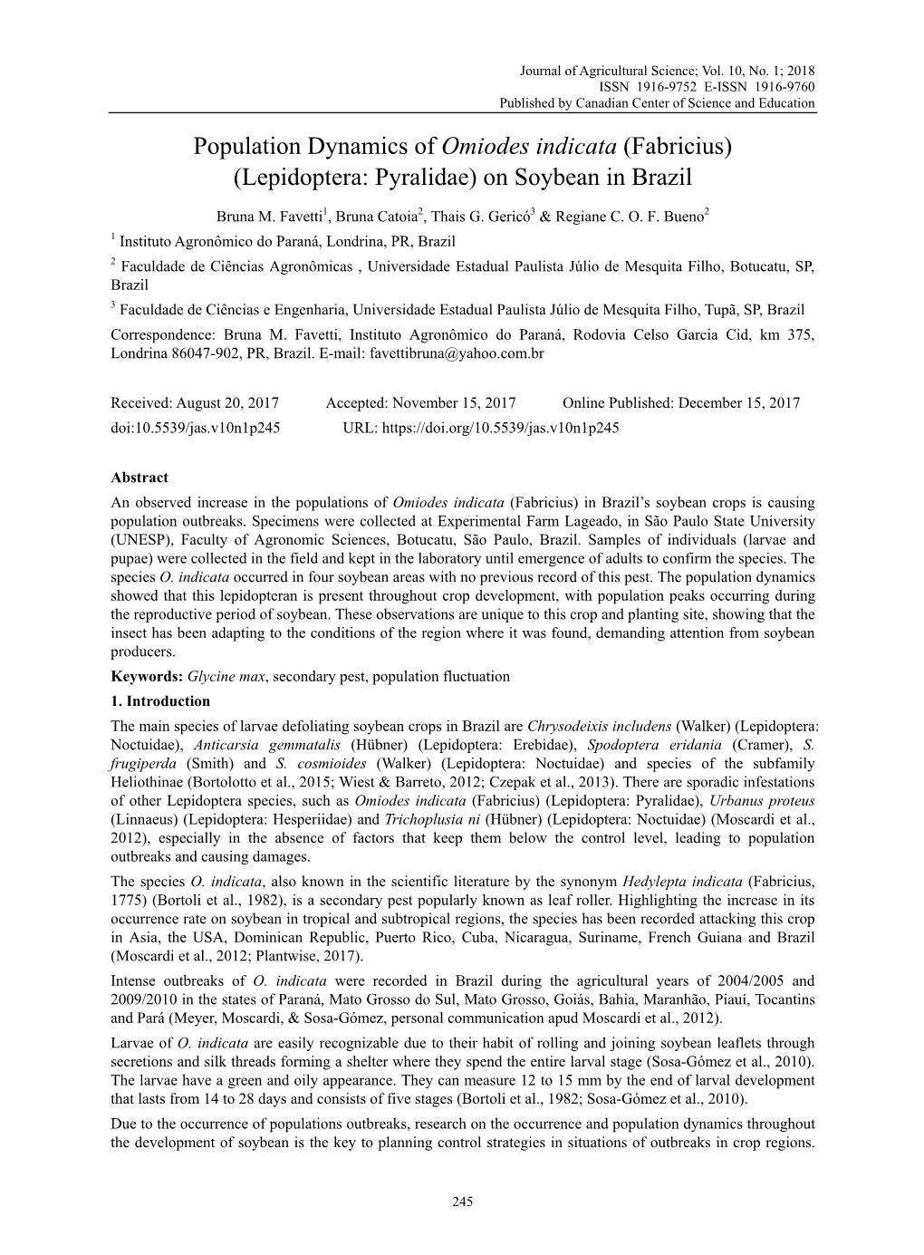 Population Dynamics of Omiodes Indicata (Fabricius)(Lepidoptera