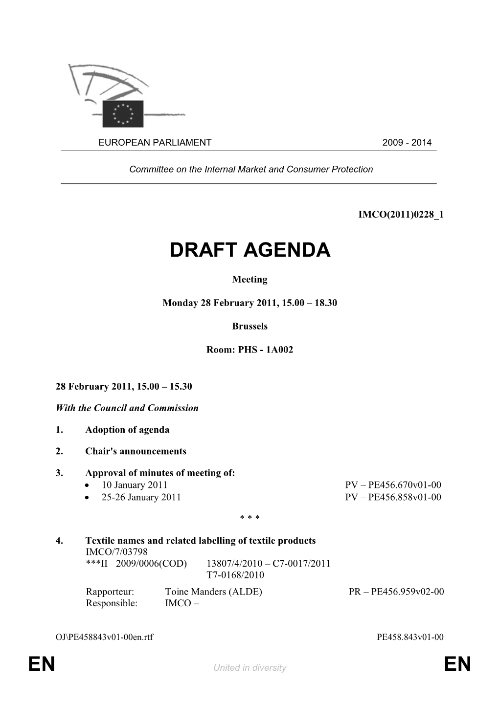 En En Draft Agenda