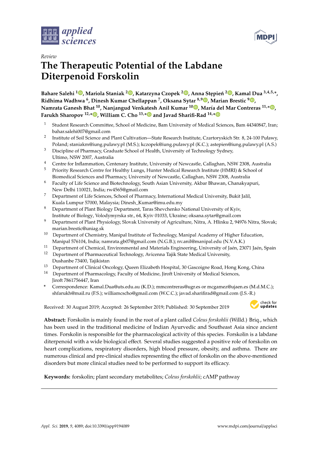 The Therapeutic Potential of the Labdane Diterpenoid Forskolin