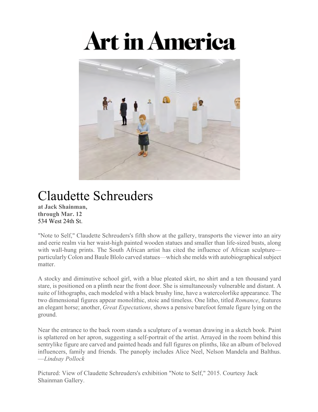 Claudette Schreuders at Jack Shainman, Through Mar