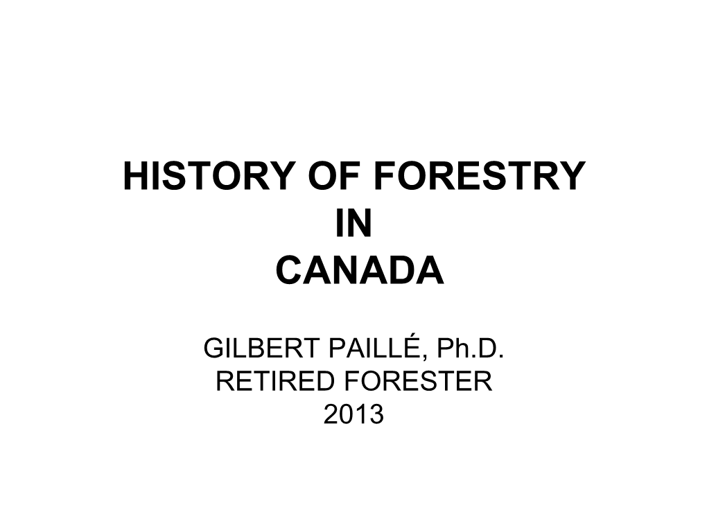 History of Forestry in Canada