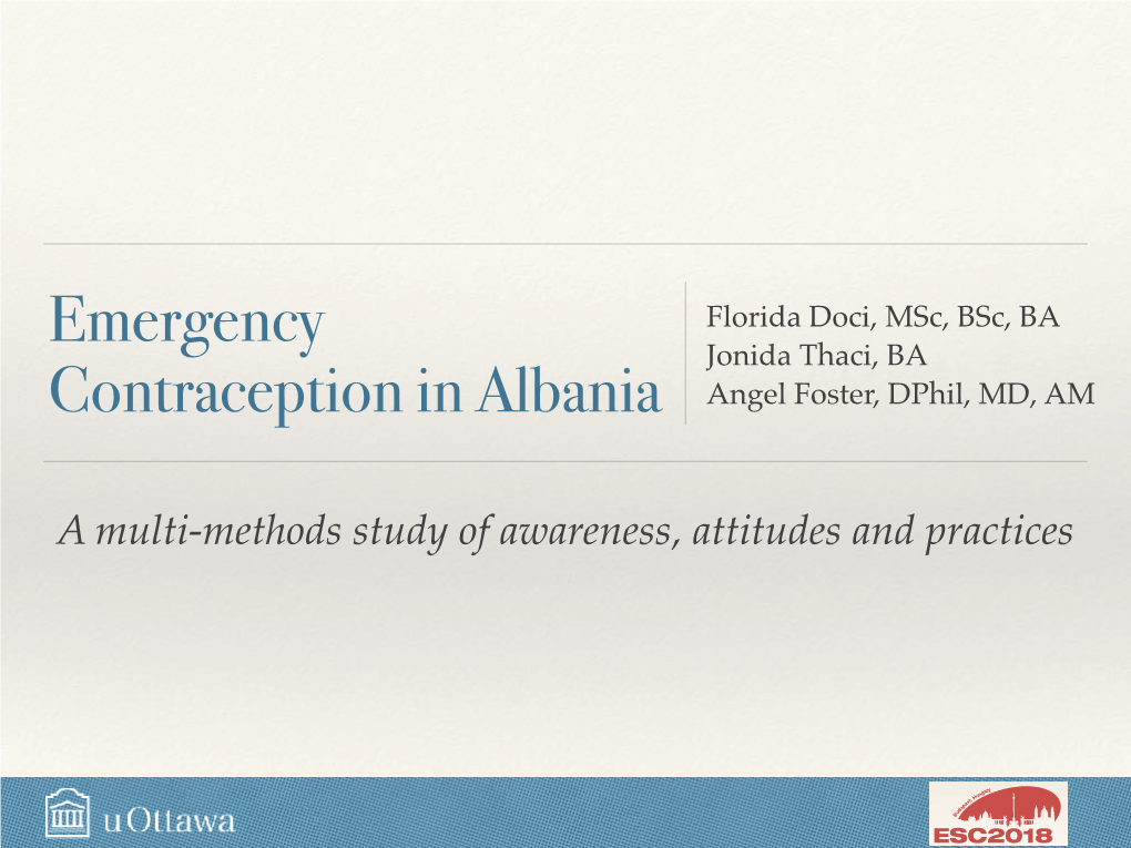 Emergency Contraception in Albania