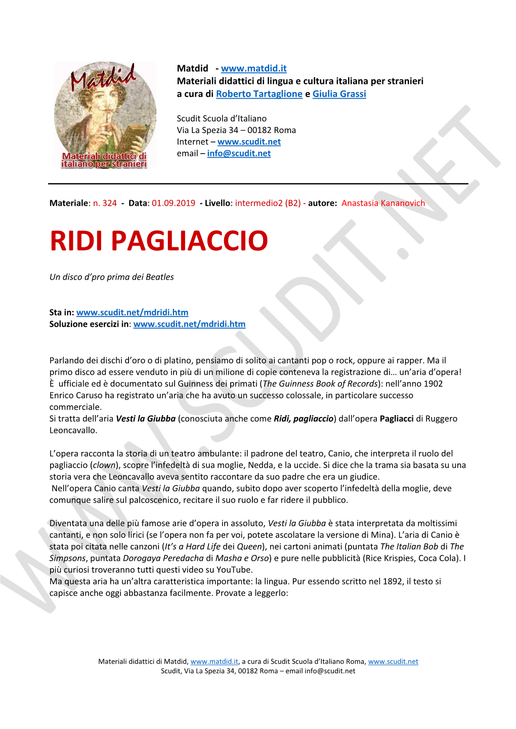 Ridi Pagliaccio