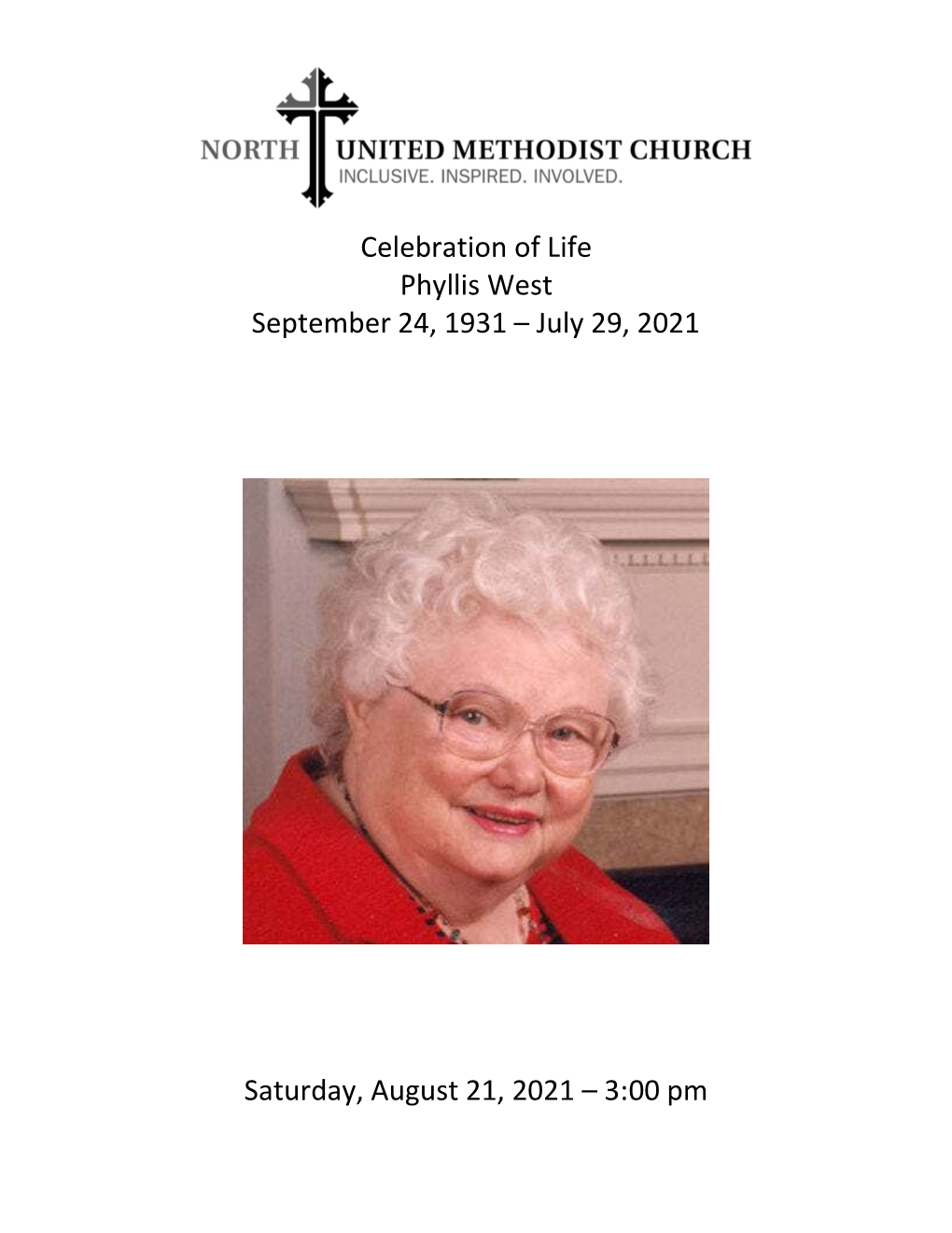 Phyllis West's Memorial Service