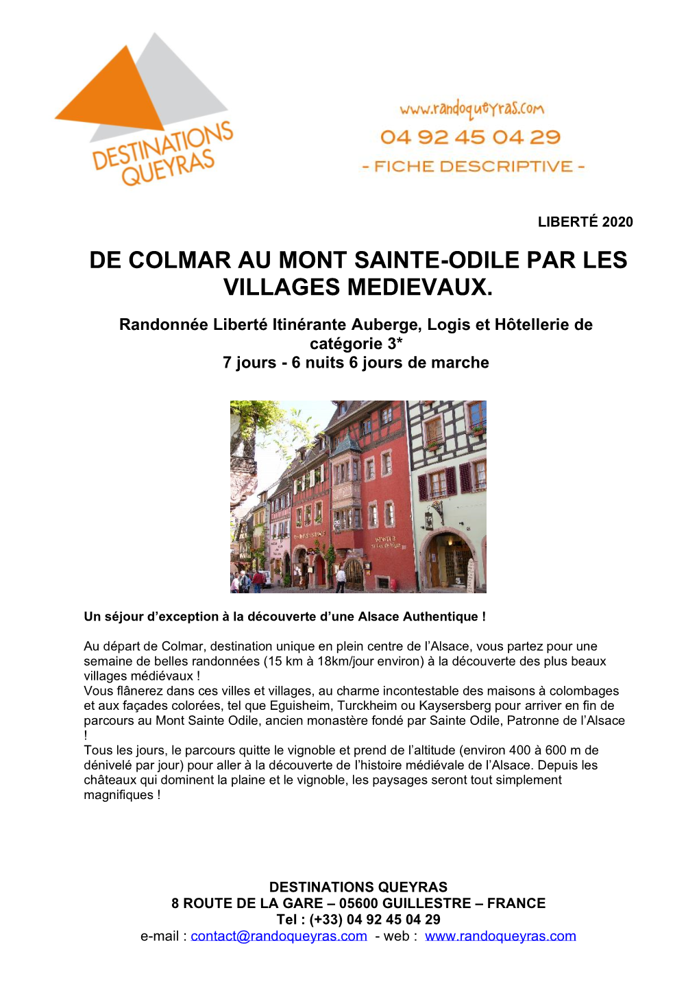 De Colmar Au Mont Sainte-Odile Par Les Villages Medievaux