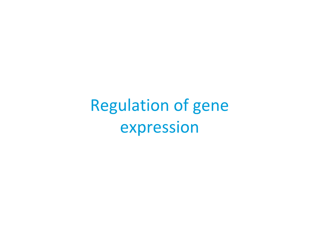 Regulation of Gene Expression I